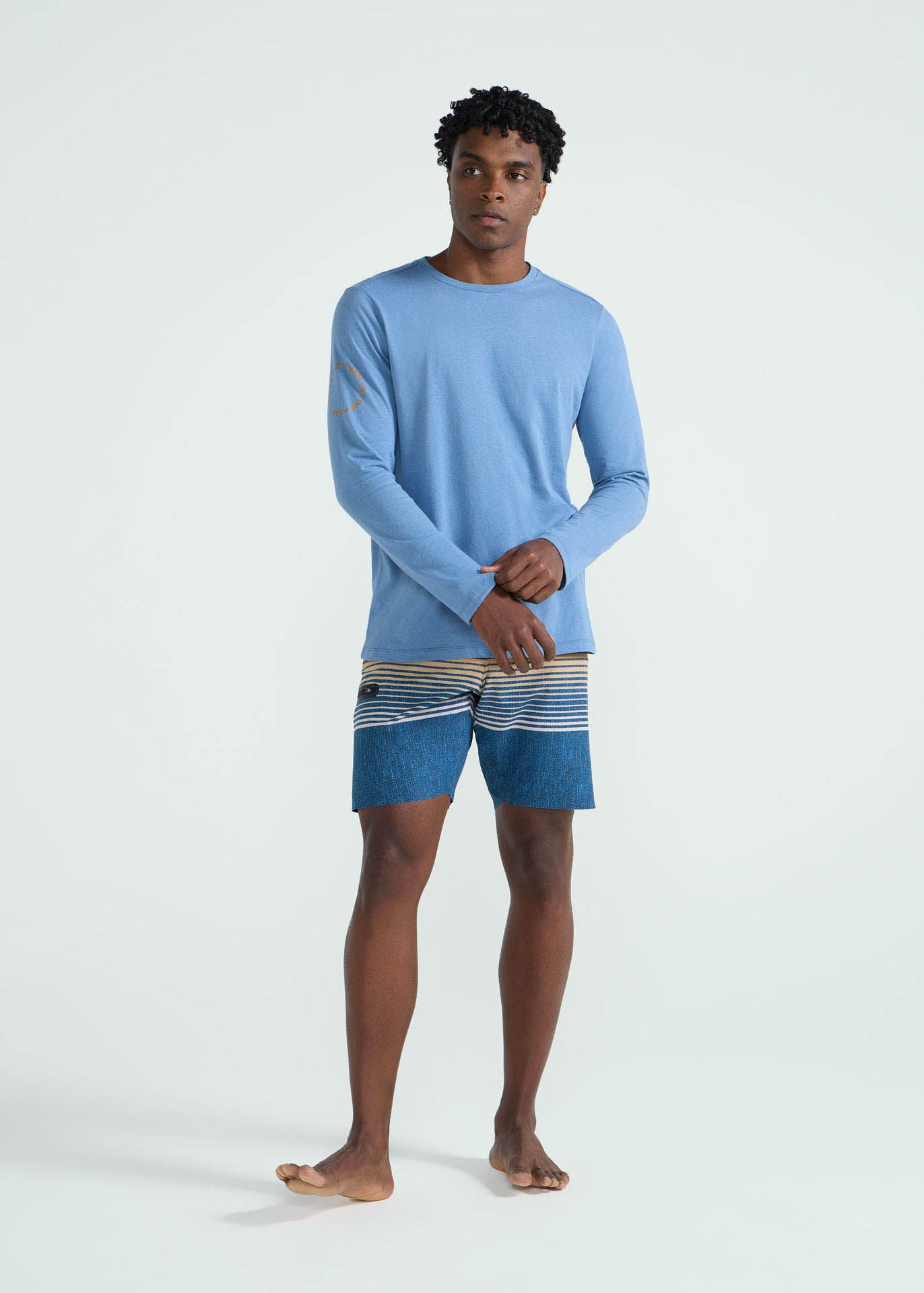 T-shirt en jean à manches longues en soie pour hommes
