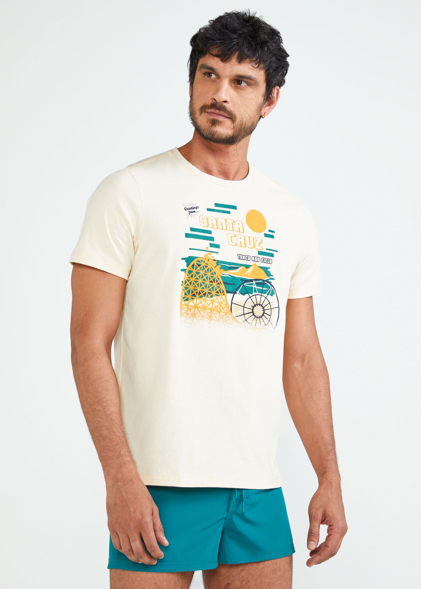 Kurzärmliges Iris-T-Shirt aus Seide für Herren