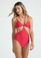 À propos : Deux en un ! Ce maillot de bain Formes se transforme en bikini si vous cachez les bretelles à l'intérieur du string ! Avez-vous apprécié? Caractéristiques : 
 
 Fines bretelles croisées
 
 Dessus triangulaire fixe séparé