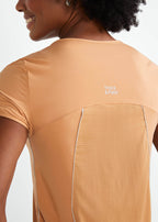 Camiseta de manga corta para mujer plateada
