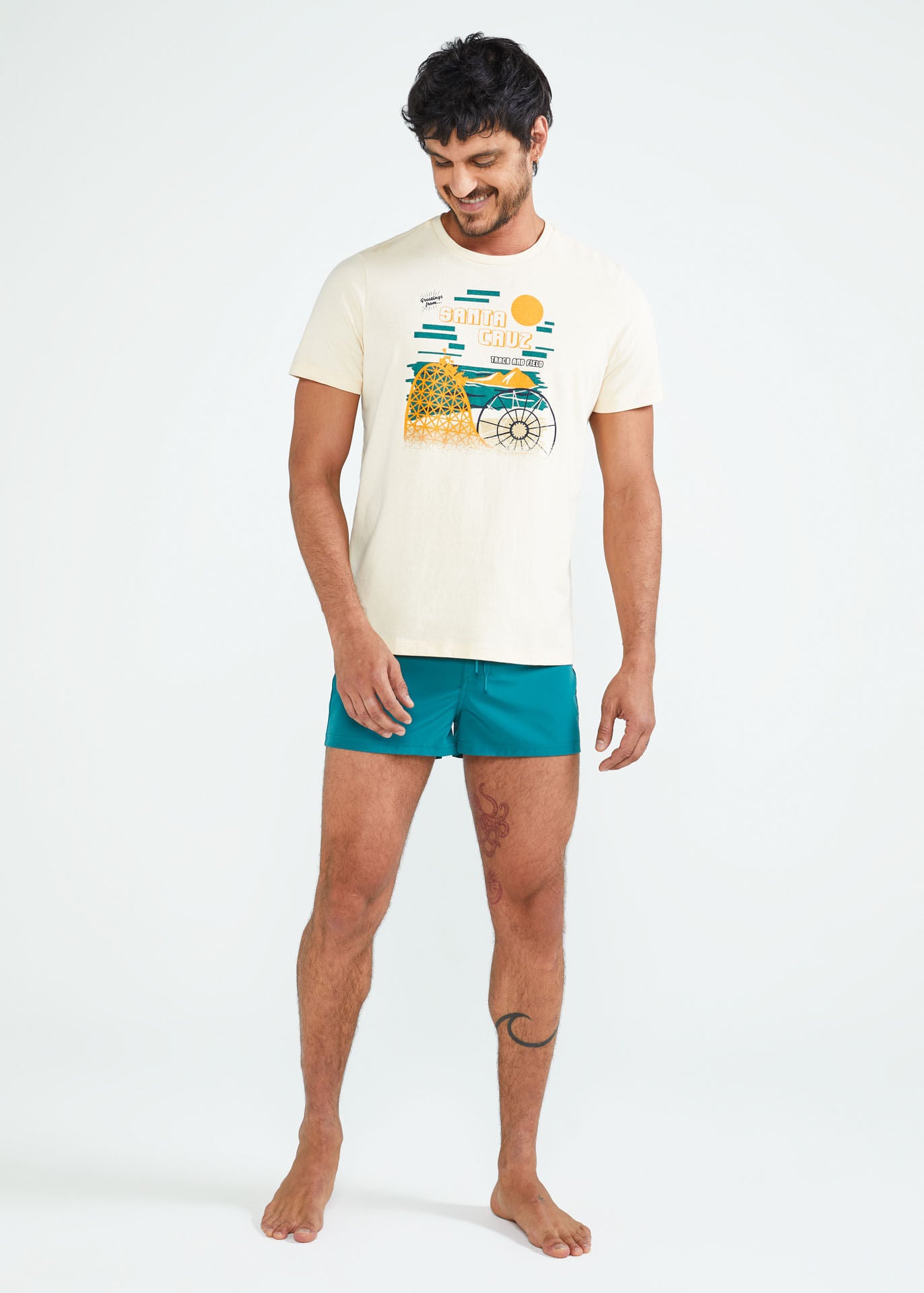 Kurzärmliges Iris-T-Shirt aus Seide für Herren