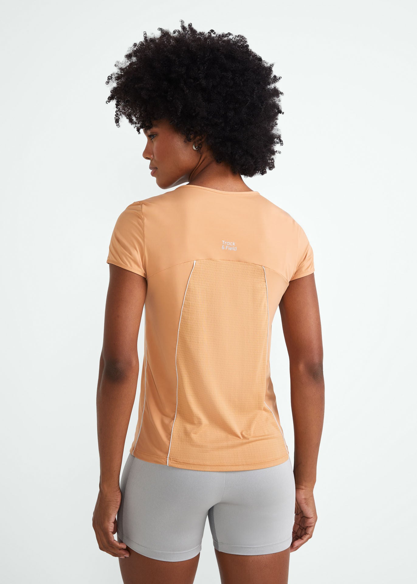 Camiseta de manga corta para mujer plateada