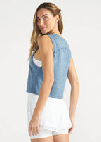 T-Shirt Mulher Sem Manga Cropped