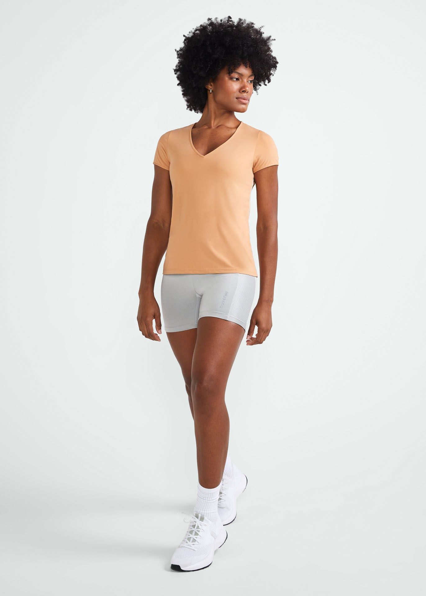 Camiseta de manga corta para mujer plateada