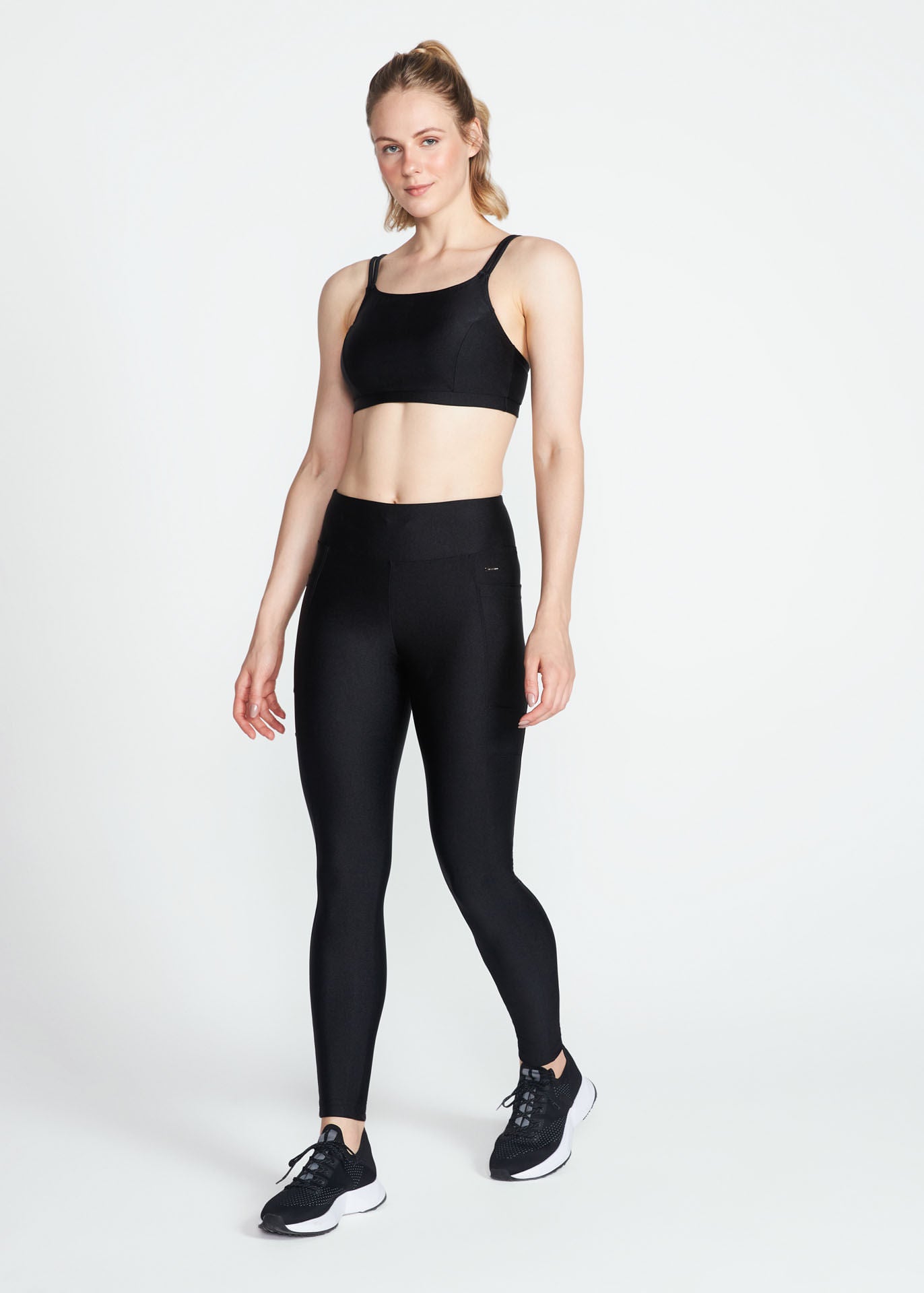 Calça Legging Mulher Bolsos Brilho