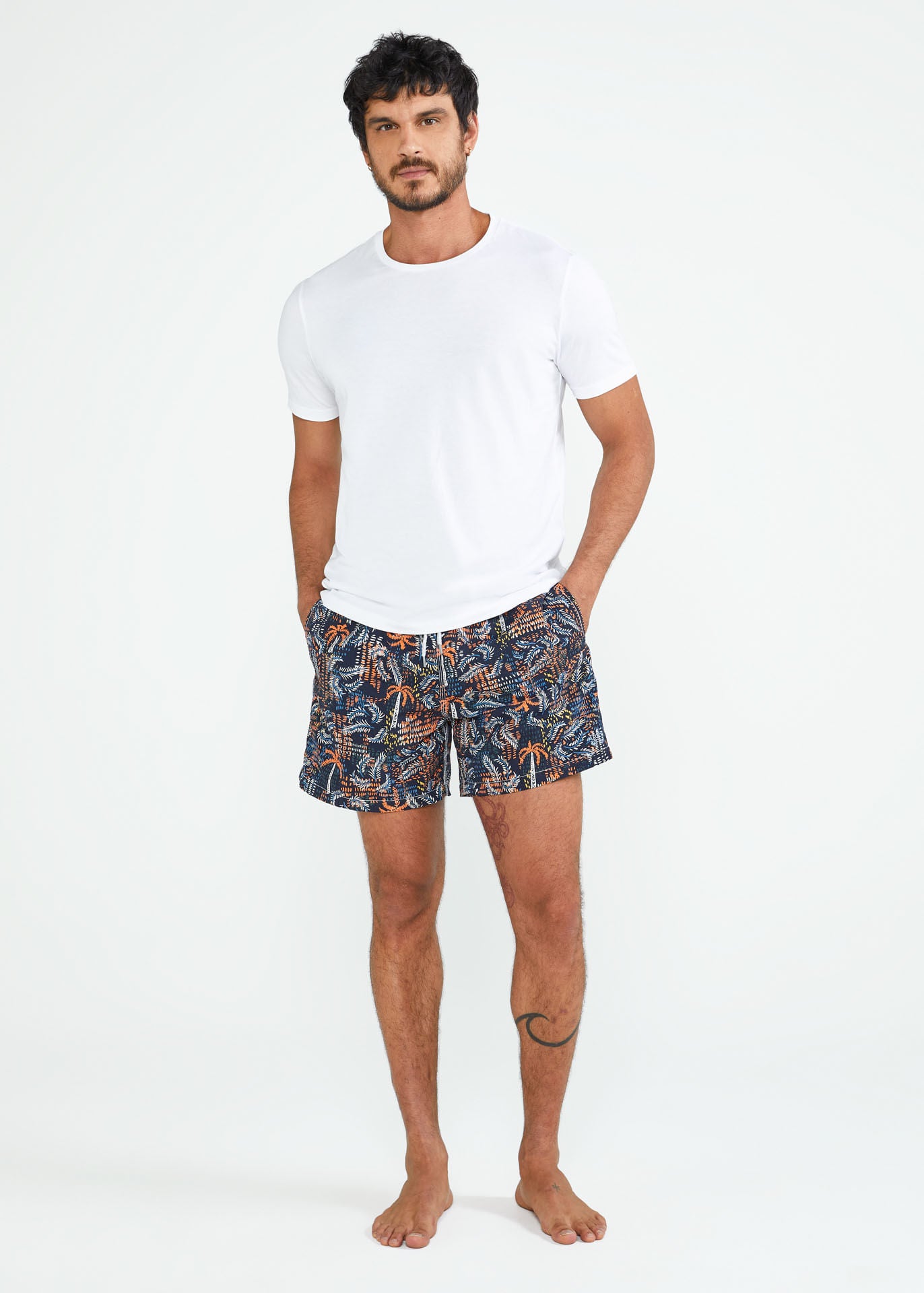 Short de plage imprimé moyen pour hommes