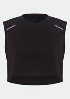 Ärmelloses, kurz geschnittenes Patch-T-Shirt für Damen