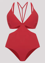 À propos : Deux en un ! Ce maillot de bain Formes se transforme en bikini si vous cachez les bretelles à l'intérieur du string ! Avez-vous apprécié? Caractéristiques : 
 
 Fines bretelles croisées
 
 Dessus triangulaire fixe séparé