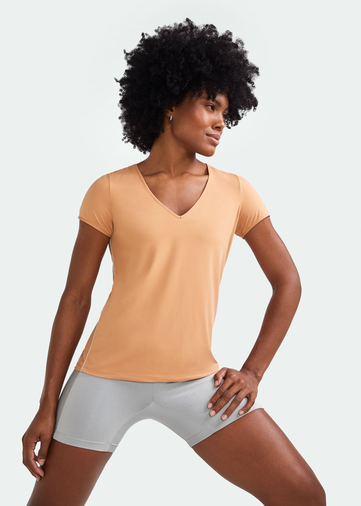 Camiseta de manga corta para mujer plateada