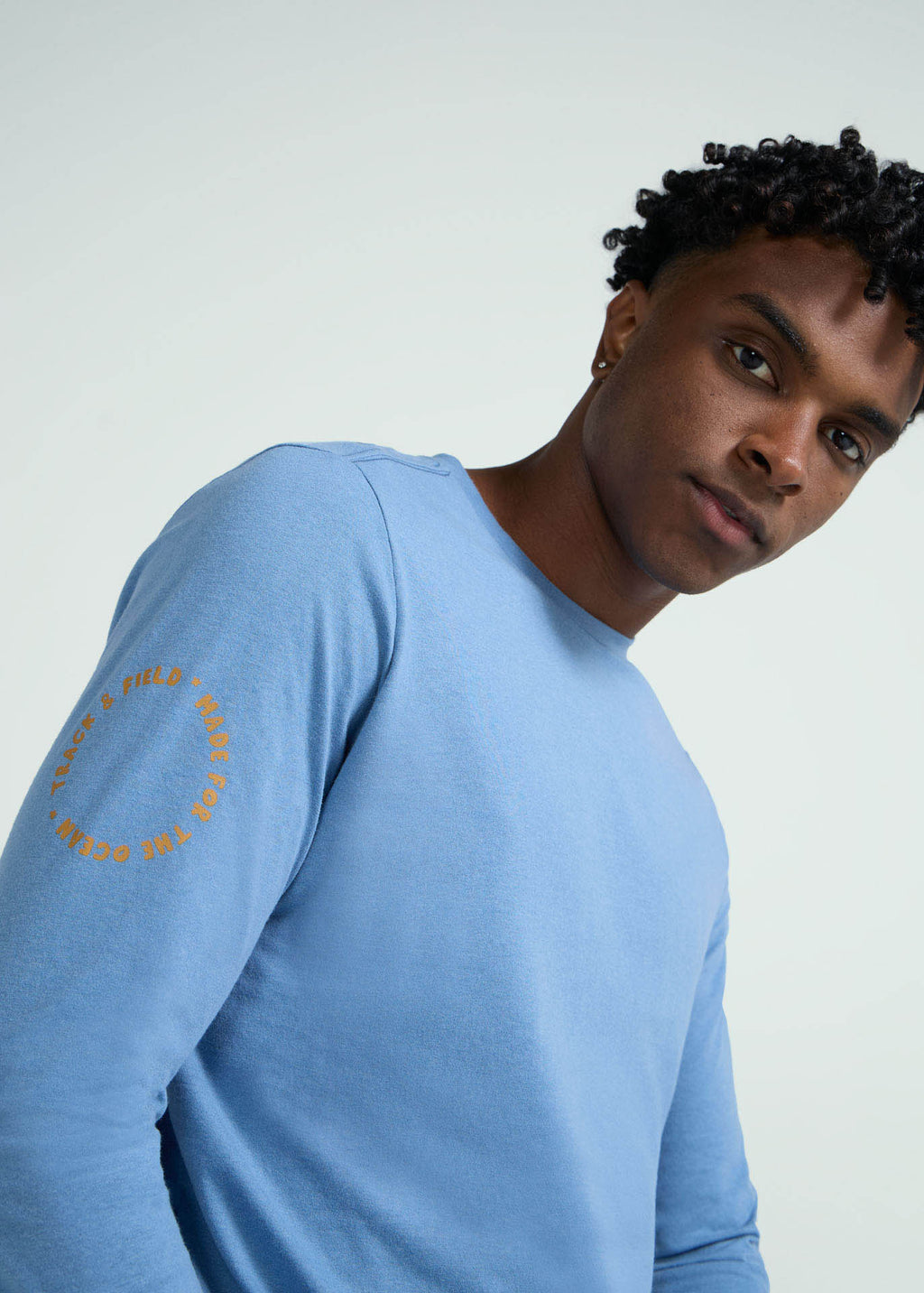 T-shirt en jean à manches longues en soie pour hommes