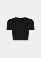 T-Shirt Mulher Manga Curta Skin Cropped