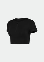 T-Shirt Mulher Manga Curta Skin Cropped