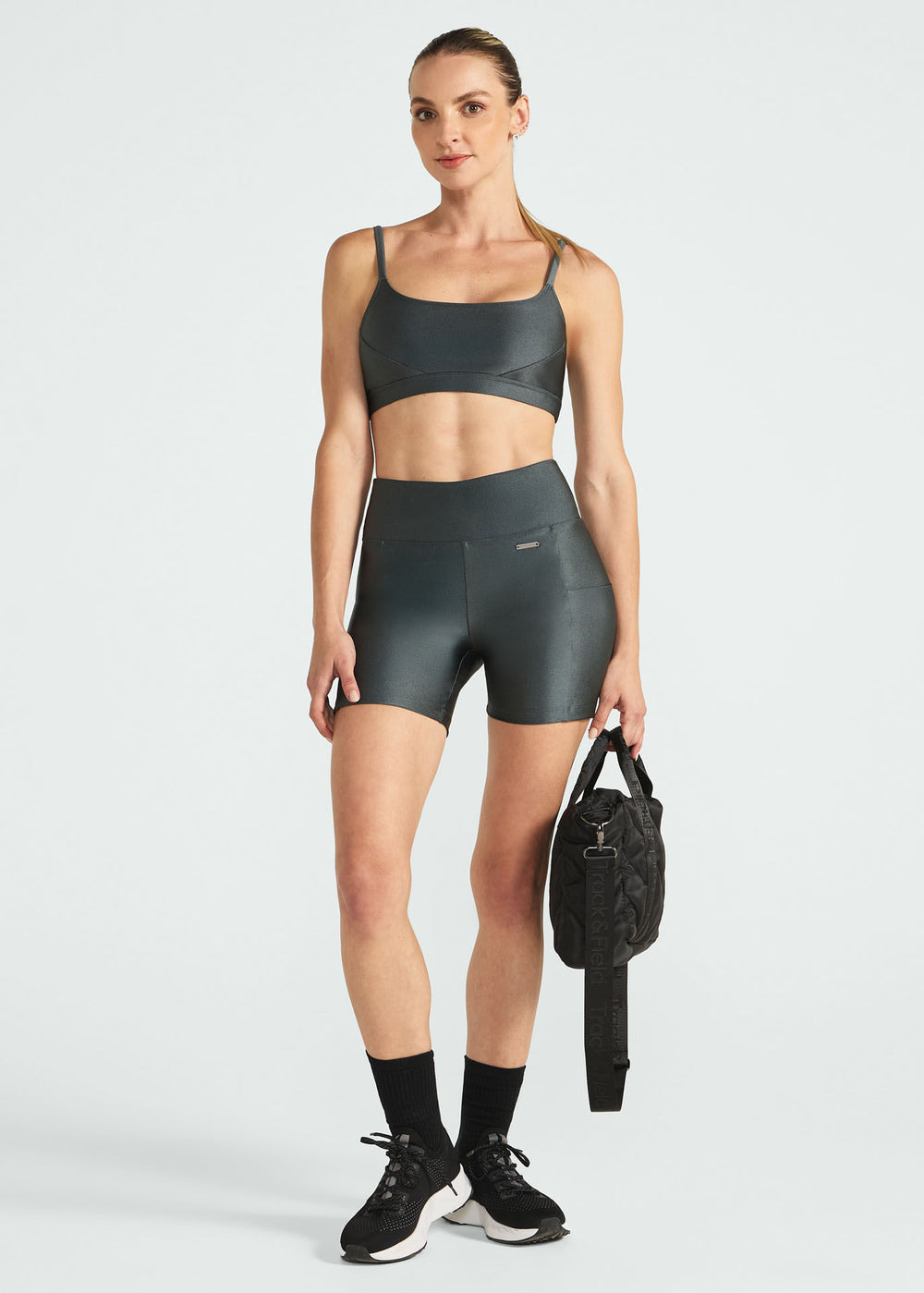 Pantalones cortos ajustados con purpurina para mujer