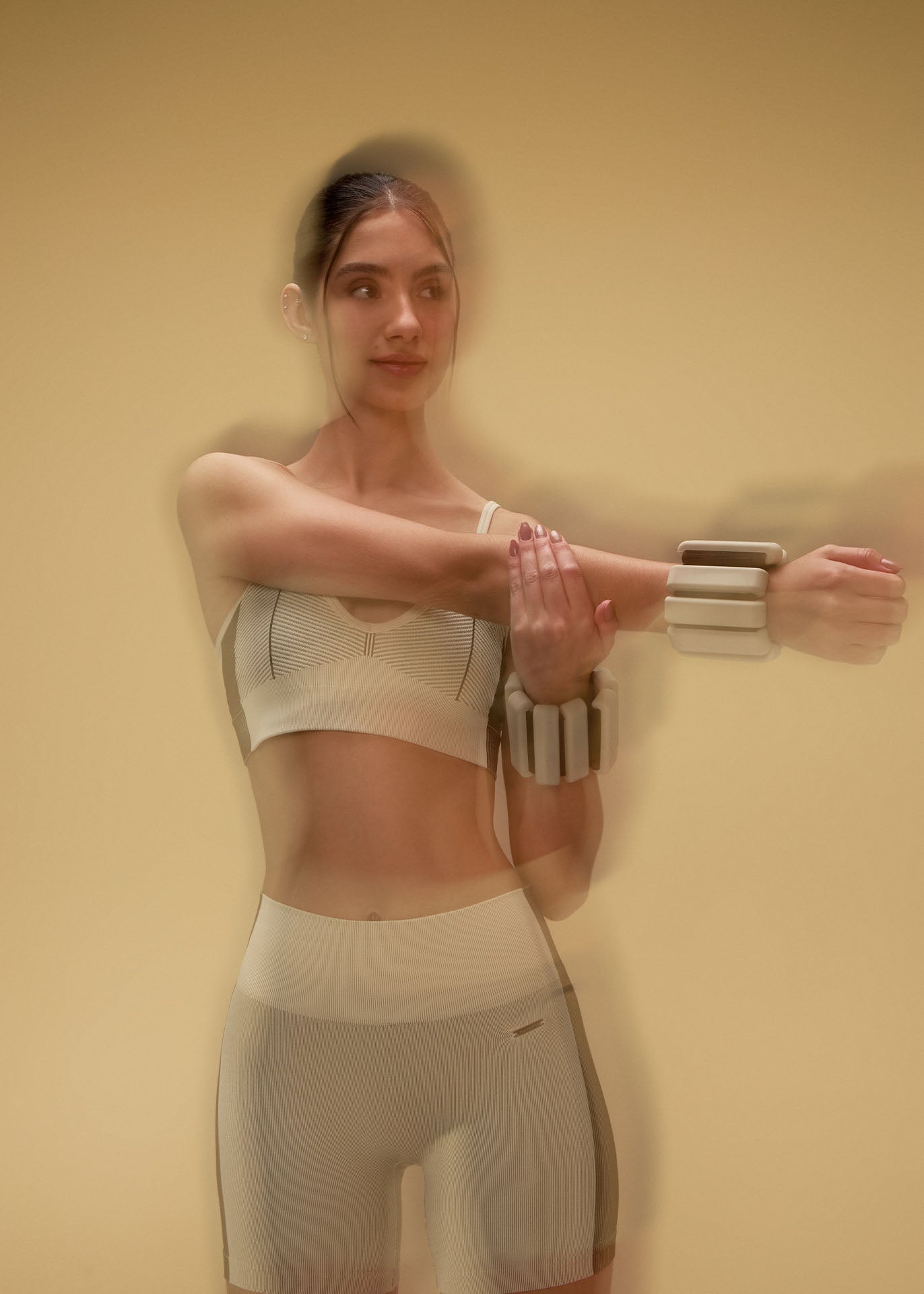 Short slim à rayures cutanées pour femmes