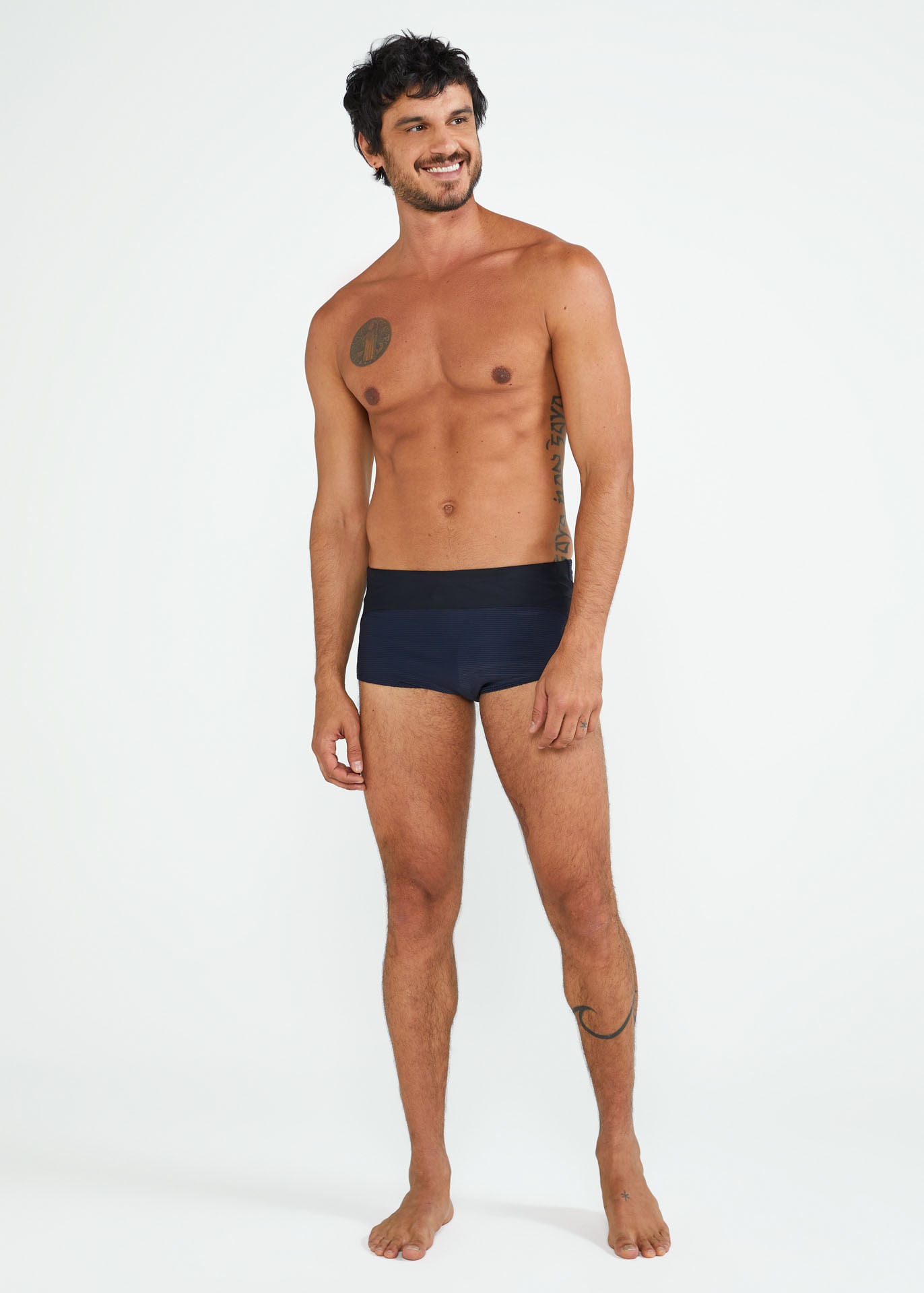 Wide Cropped Swim Trunks