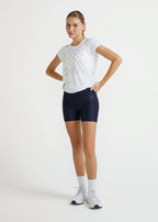 Slim-Shorts für Damen mit Textur und Glitzer