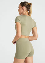 T-shirt Mulher  Manga Curta Skin Cropped