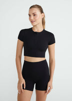 T-Shirt Mulher Manga Curta Skin Cropped