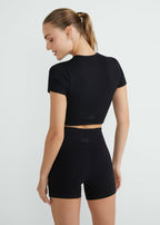 T-Shirt Mulher Manga Curta Skin Cropped