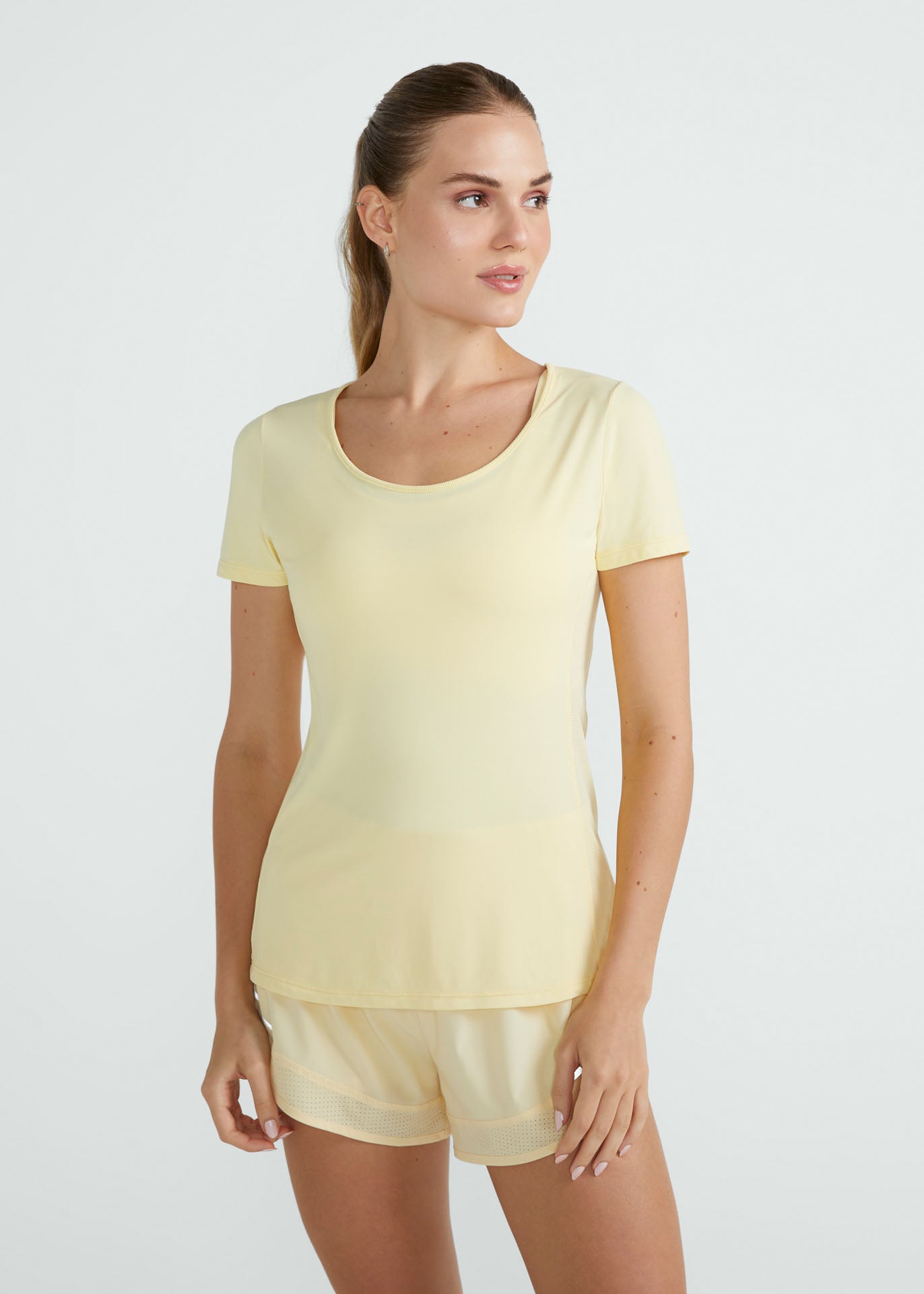 T-Shirt Mulher Manga Curta Transpasse
