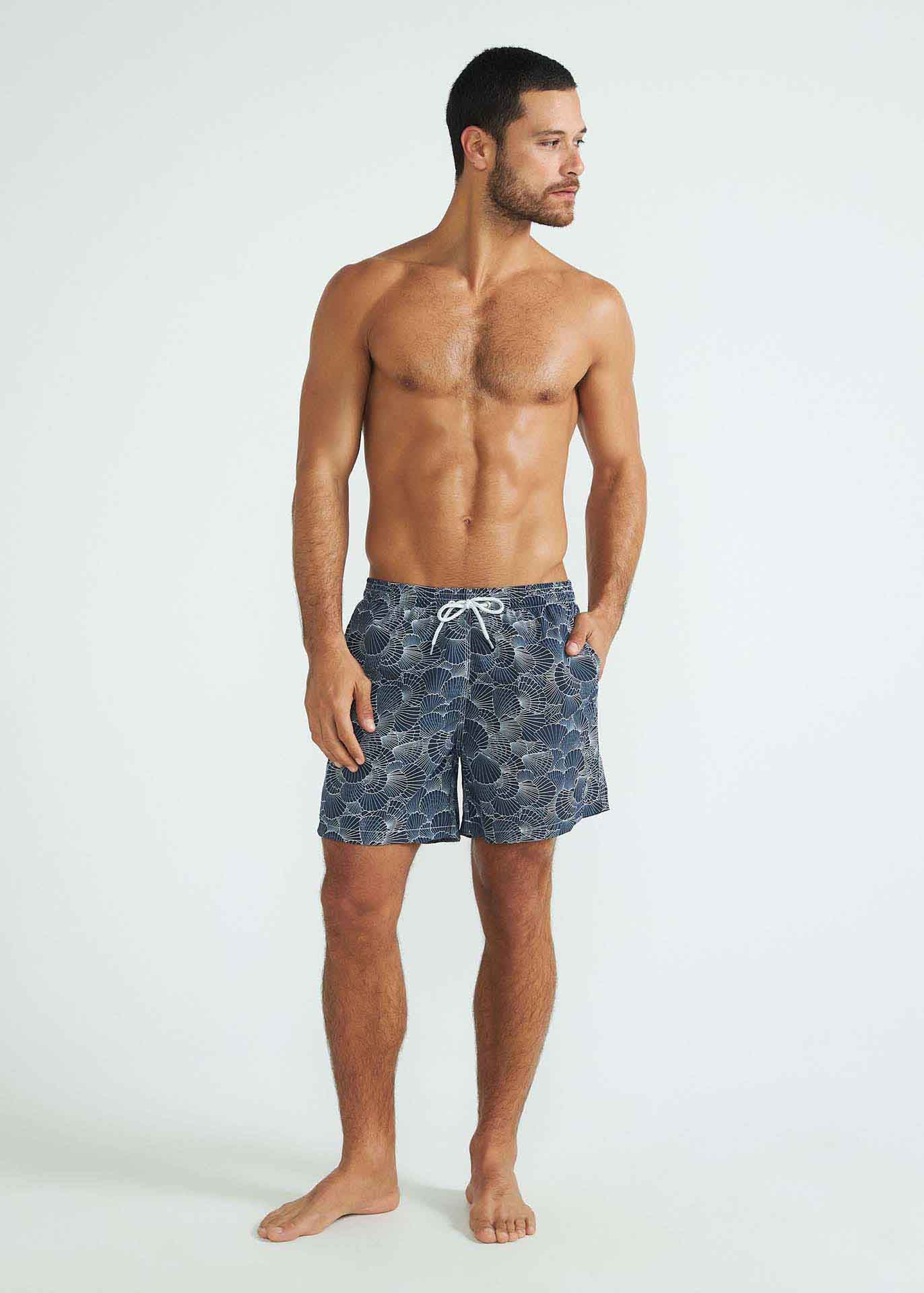 Short de plage imprimé moyen pour hommes